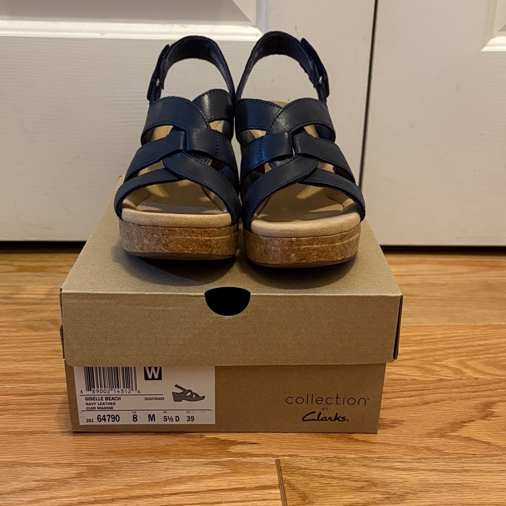 Clarks Women's Giselle Beach Dark Blue Strappy Sandals